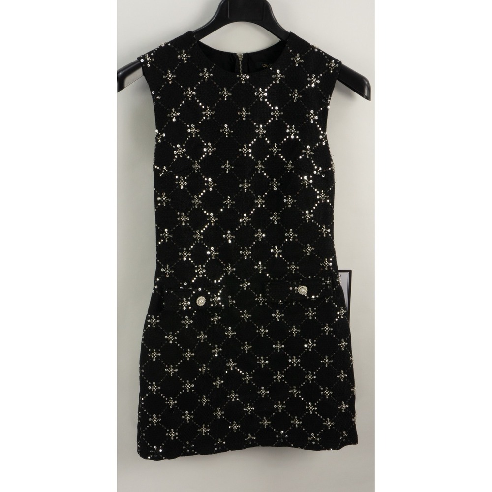 $79 City Studios Juniors' Embellished Sleeveless Short Shift Dress Size XS Black